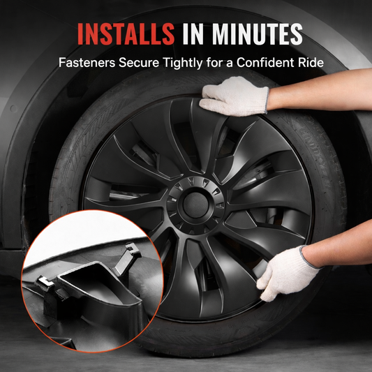 Voltique™ Uberturbine Wheel Covers – Model 3 / Model Y 18" Matte Black (Set of 4)