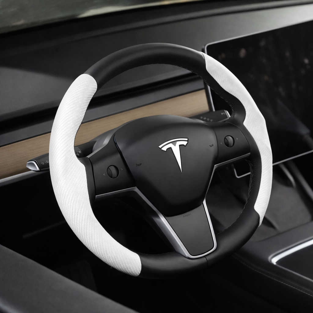 Voltique™ Premium Steering Wheel Cover for Tesla Model 3 & Model Y (2020–2024) – Anti-Slip, OEM Fit