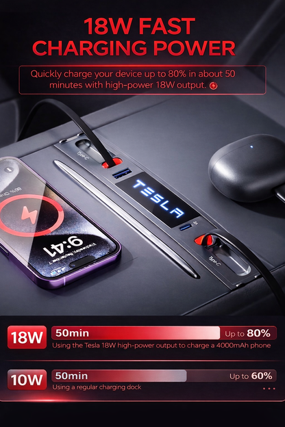 Voltique™ Center Console USB Hub – Model 3 / Model Y Fast Charge