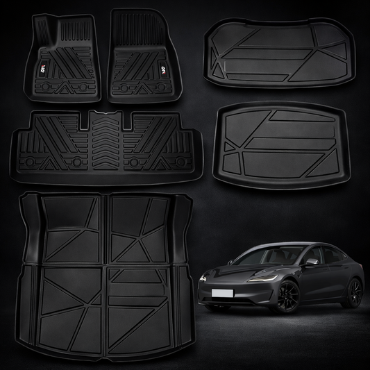 Voltique™ All-Weather Floor Mats – Model 3 (2024–2026) 6-Piece Set