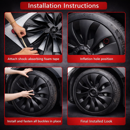 Voltique™ Uberturbine Wheel Covers – Model 3 / Model Y 18" Matte Black (Set of 4)