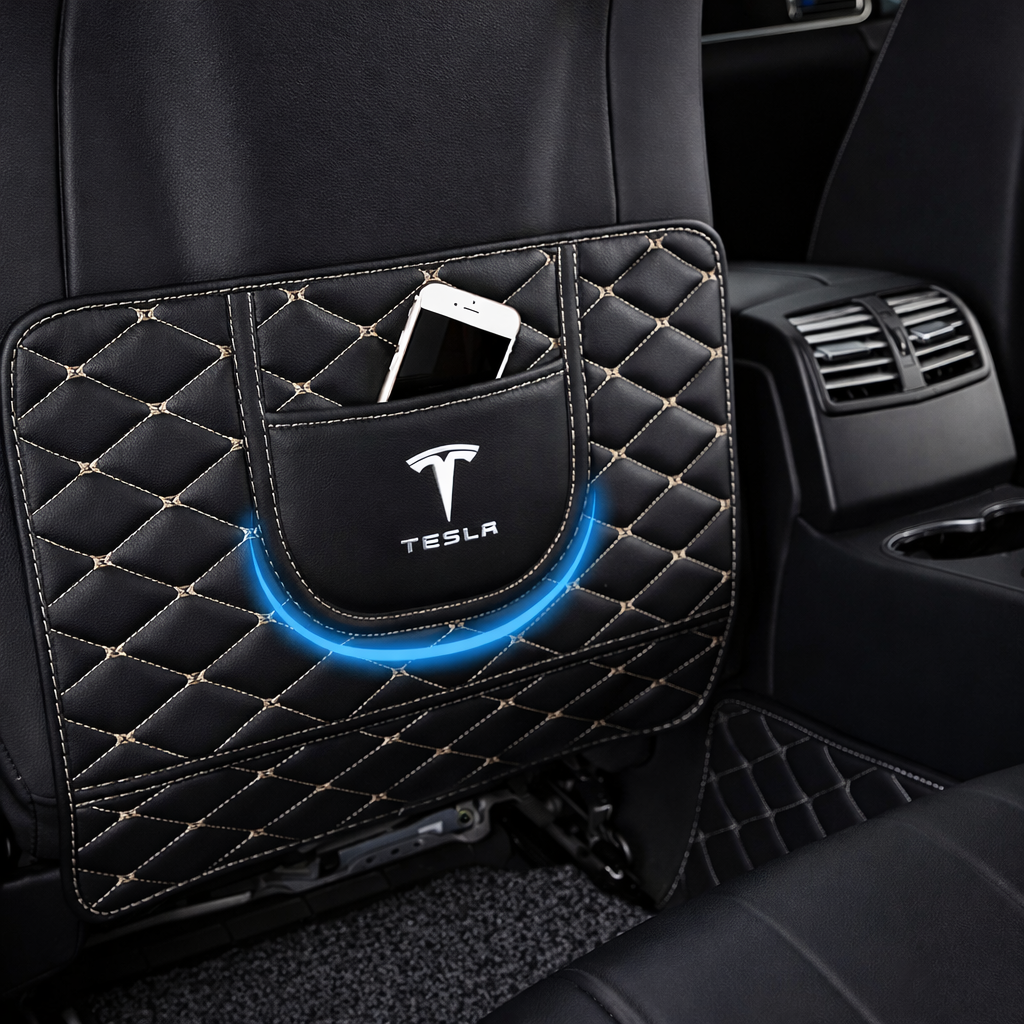 Voltique™ Rear Seatback Protector & Organizer for Tesla Model 3 and Model Y (2020–2024) – Full Coverage Protection