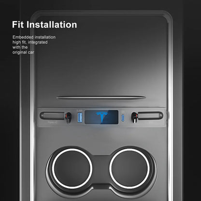 Voltique™ Retractable USB Charging Dock for Tesla Model 3 & Model Y (2020–2024) – Fast Charging, Clean OEM Look