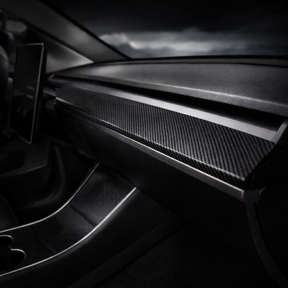 Voltique™ Carbon Fiber Dashboard Trim – Model 3 / Model Y (2-Piece)